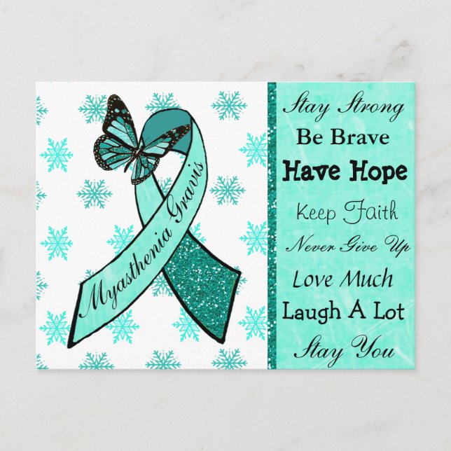 Myasthenia Gravis Hope Butterfly Ribbon vykort (Framsida)