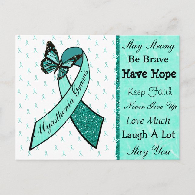 Myasthenia Gravis Hope Butterfly Ribbon vykort (Framsida)