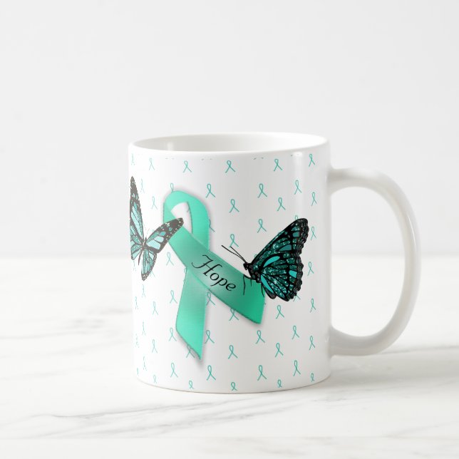 Myasthenia Gravis Hope Teal Rosett band Coffee Mug Kaffemugg (Höger)