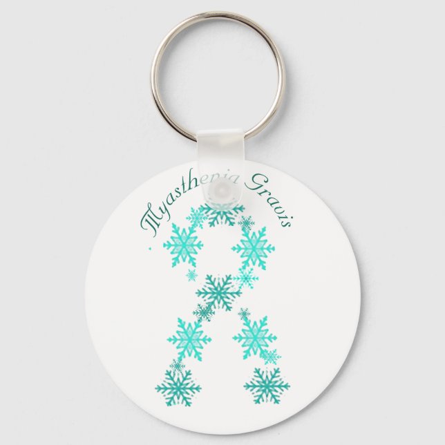 Myasthenia Gravis Snowflake Ribbon Nyckelring (Framsida)