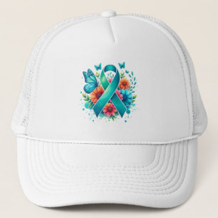 Myasthenia Gravis Teal Awareness Ribbon Keps