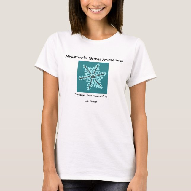 MyastheniaGravis medvetenhet med Sysmptoms på Tee Shirt (Framsida)