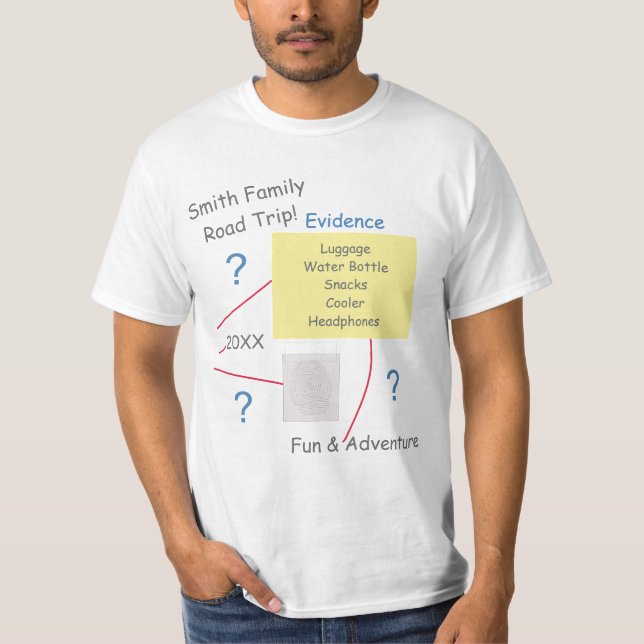 Myasty Crime Solving Evidence Board Road Resa T Shirt (Framsida)