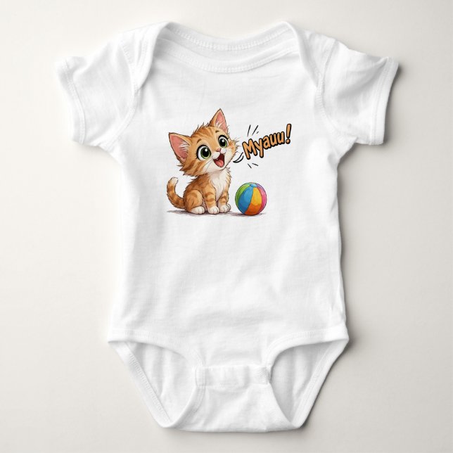 “Myauu!” Kitten Baby T Shirt (Framsida)