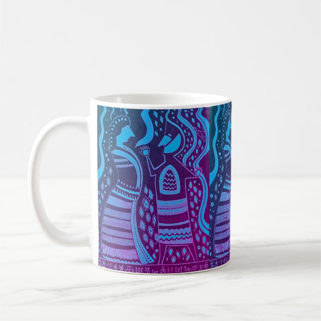 Mycenaean Grekiska Inspired Blue Couple Mugg (Vänster)