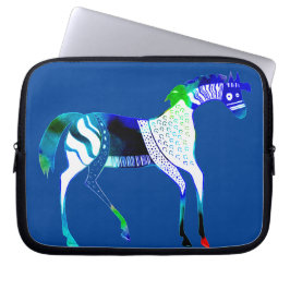 Mycenaean Grekiska Inspired Blue Horse bärbar dato Laptop Fodral