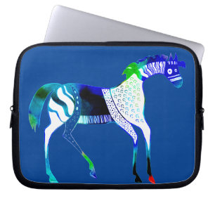 Mycenaean Grekiska Inspired Blue Horse bärbar dato Laptop Fodral