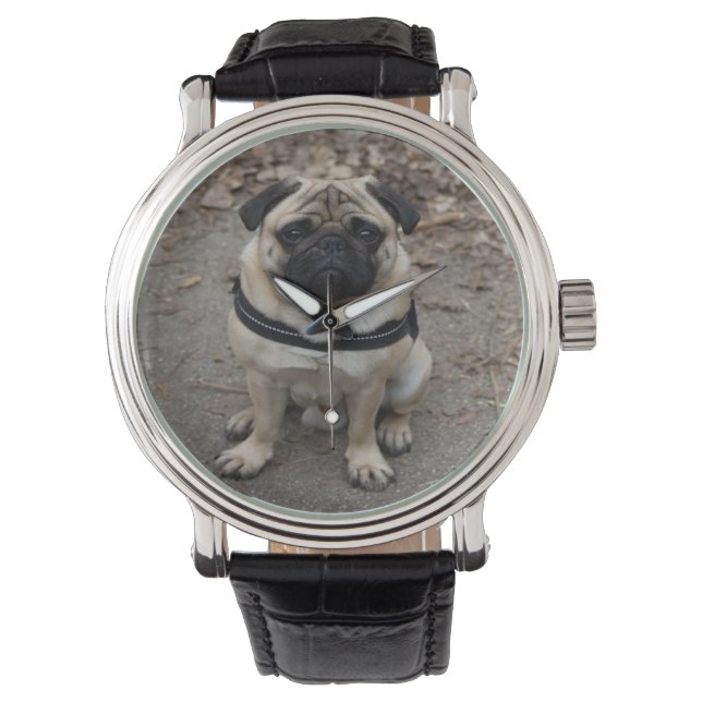 Mycket allvarlig pug armbandsur (Framsida)