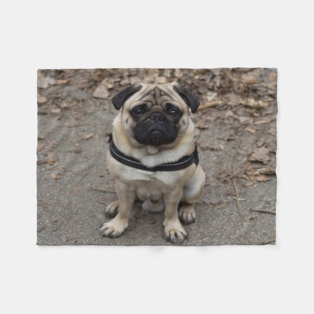 Mycket allvarlig pug fleecefilt (Framsidan (Horisontell))