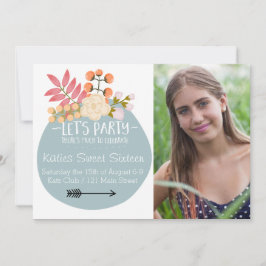 Mycket att fira Blommigt Party Inbjudan