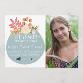 Mycket att fira Blommigt Party Inbjudan