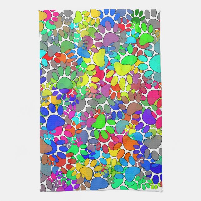 Mycket av Hund Tass avtryck Kökshandduk (Vertikal)