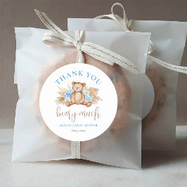 Mycket baby shower tack runt klistermärke