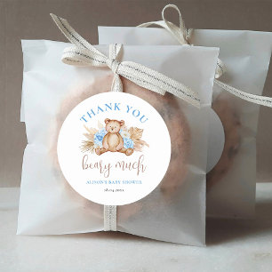 Mycket baby shower tack runt klistermärke