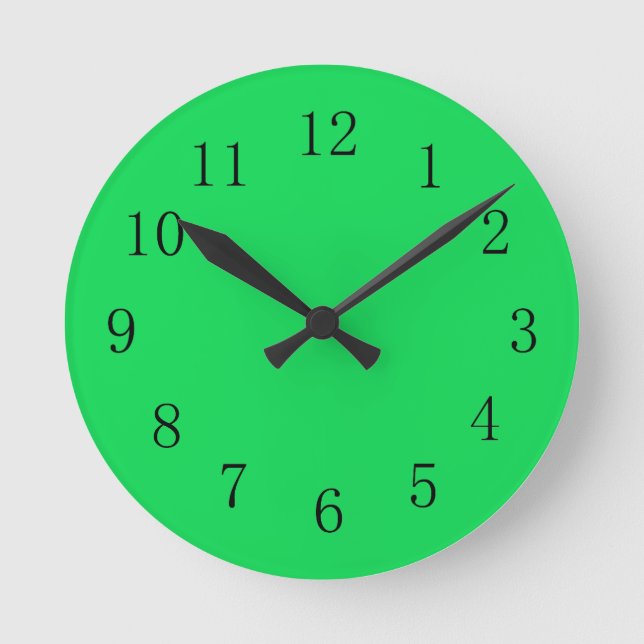 Mycket Bright Malachite Grönt Färg Wall Clock Rund Klocka (Framsida)