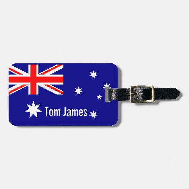Mycket cool flagga från Australien med monogram Bagagebricka (Horisontell Framsida)