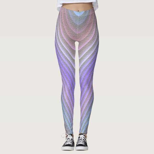 Mycket cool modern abstrakt lila vågmönster leggings (Framsida)