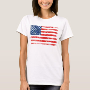 Mycket cool nedsliten amerikansk flagga tee