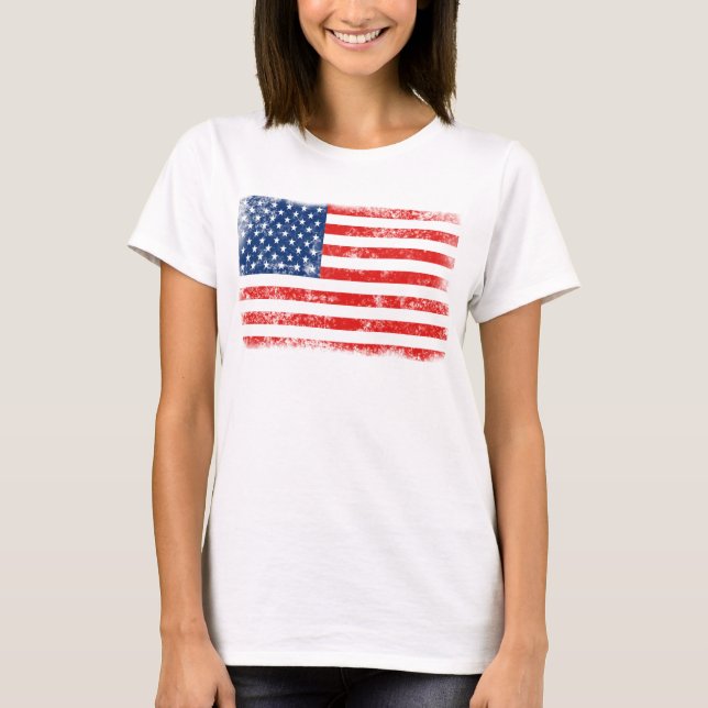 Mycket cool nedsliten amerikansk flagga tee (Framsida)