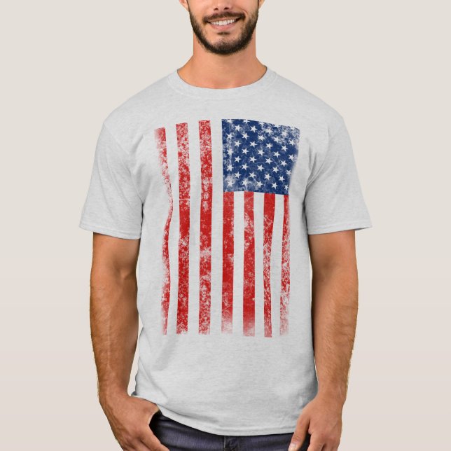 Mycket cool nedsliten amerikansk flagga tee shirt (Framsida)