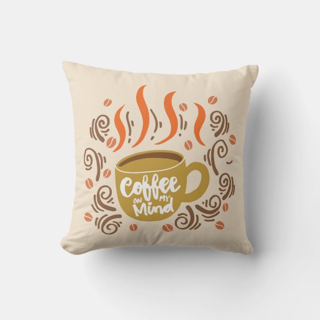 Mycket cool och söt kaffe eller java kudde (Framsida)
