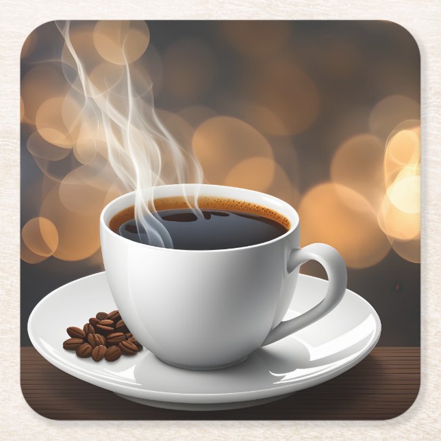 Mycket Coola AI-genererad Kopp av ångkaffe Underlägg Papper Kvadrat (Framsidan)
