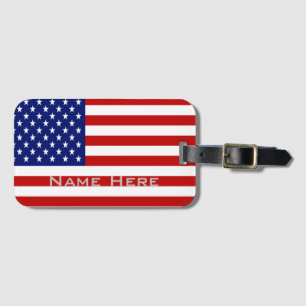 Mycket Coola Amerikansk Flagga med Monogram Bagagebricka