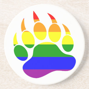 Mycket Coola Bear Klo Rainbow Flagga Underlägg Sandsten