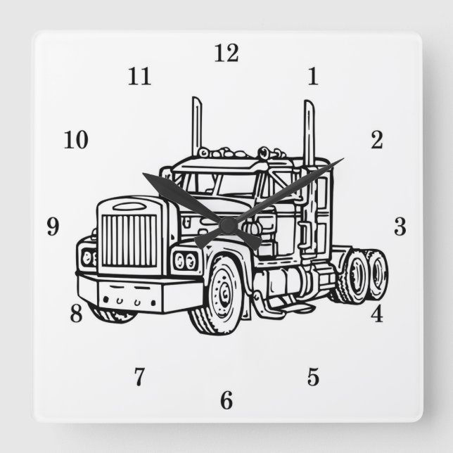 Mycket Coola BIG RIG Lastbil Wall Clock Fyrkantig Klocka (Framsida)