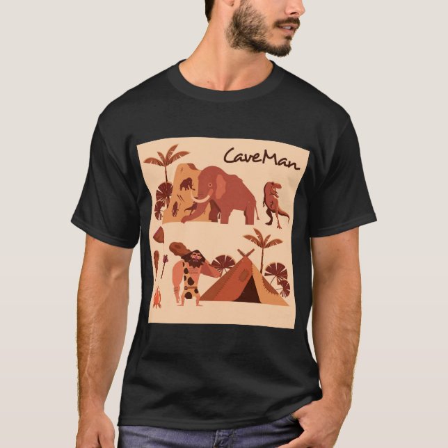 Mycket Coola Cave Man T-Shirt (Framsida)