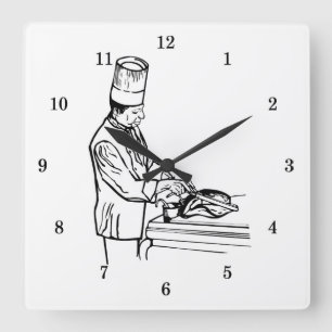 Mycket Coola Chef Wall Clock Fyrkantig Klocka