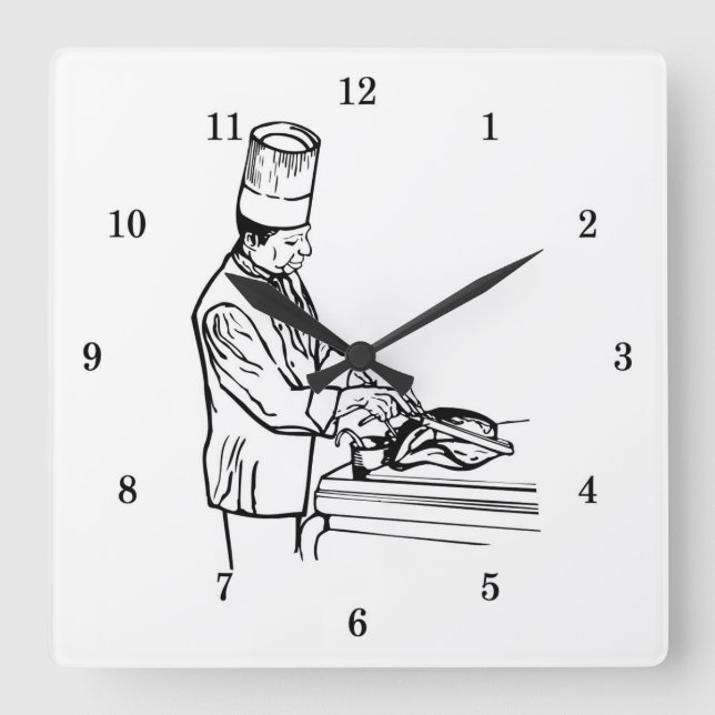 Mycket Coola Chef Wall Clock Fyrkantig Klocka (Framsida)