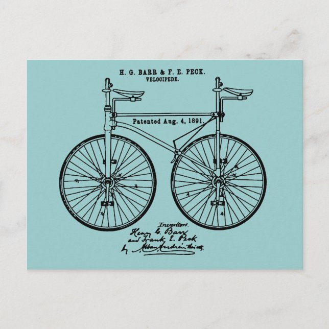 Mycket coola Cycling Velo Patent-gåva Vykort (Framsida)
