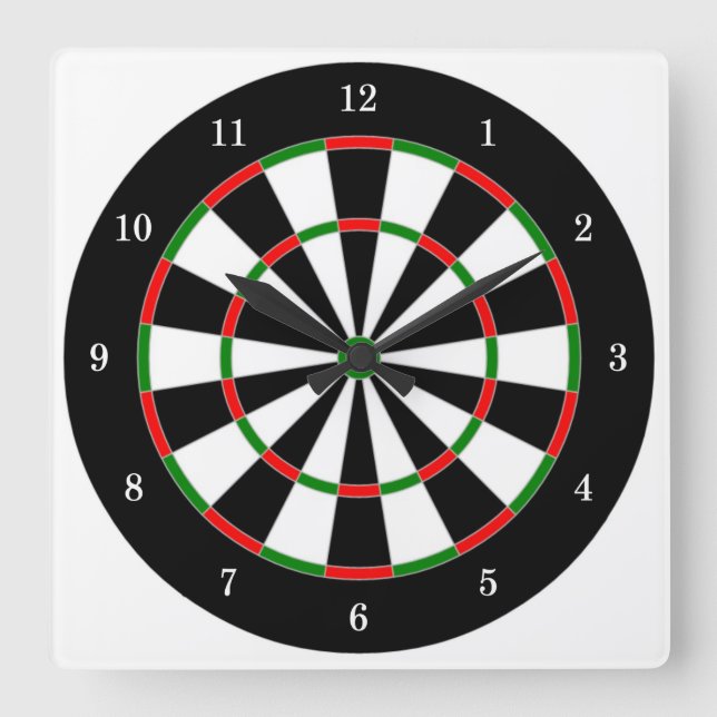 Mycket Coola Dart Board Wall Clock Fyrkantig Klocka (Framsida)