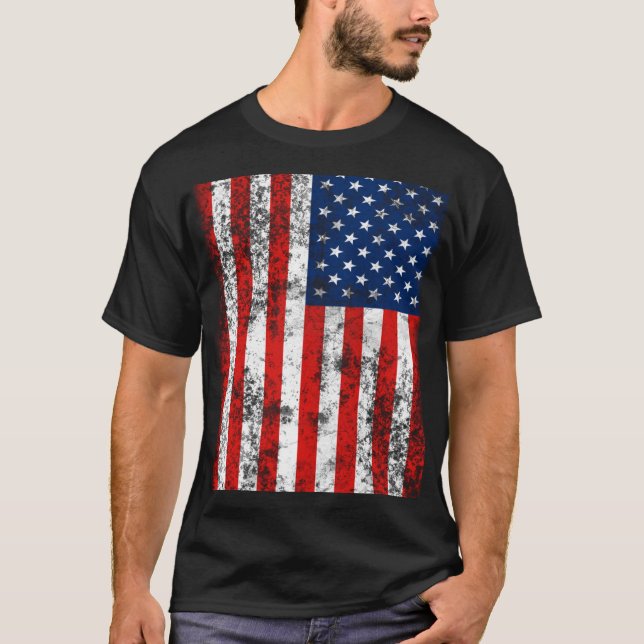 Mycket Coola Distress American Flagga Tröja (Framsida)