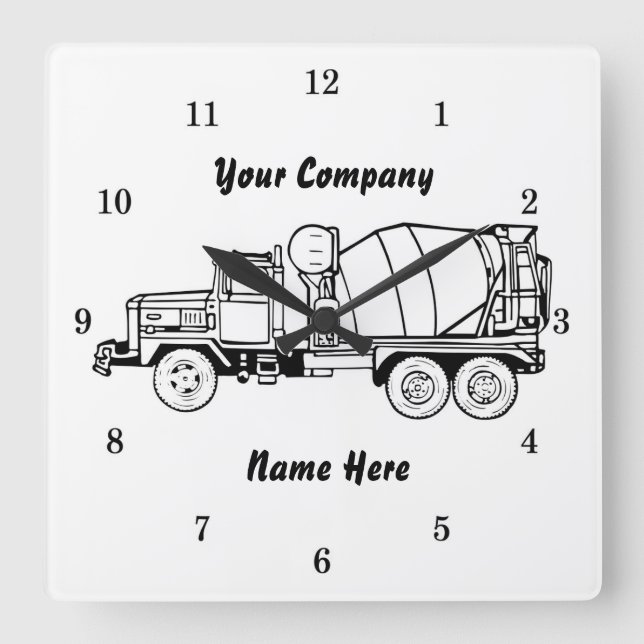Mycket Coola DU UTFORMAR Cement Company Wall Clock Fyrkantig Klocka (Framsida)