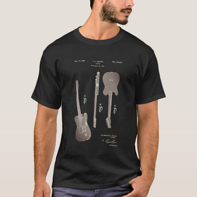 Mycket Coola Electric Guitar Patent T-Shirt (Framsida)