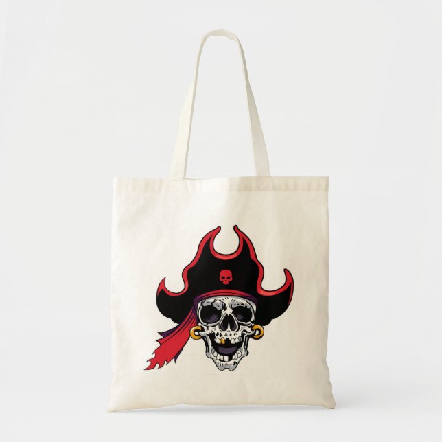 Mycket Coola Halloween Pirat Dubbla Side Tote Bag Tygkasse (Framsidan)