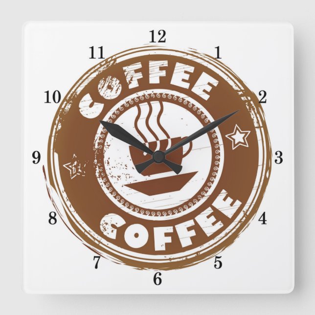 Mycket Coola Kaffe Älskare Wall Clock Fyrkantig Klocka (Framsida)