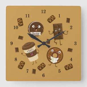 Mycket Coola Kaffe och Chocolate Wall Clock Fyrkantig Klocka