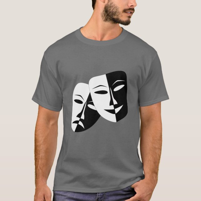 Mycket Coola Komedy och Tragedy Theater Masks T Shirt (Framsida)