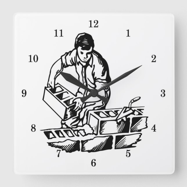 Mycket Coola Mason/Brick Lagrar Wall Clock Fyrkantig Klocka (Framsida)