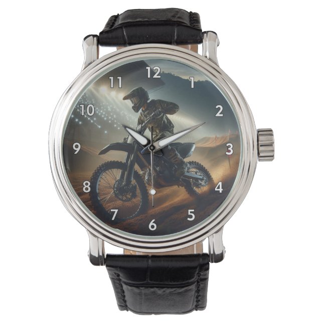 Mycket Coola MotoCross Competition Digital Renderi Armbandsur (Framsida)