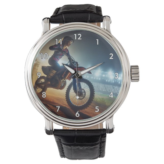 Mycket Coola MotoCross Competition Digital Renderi Armbandsur (Framsida)