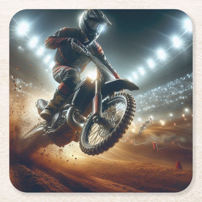 Mycket Coola MotoCross Competition Digital Renderi Underlägg Papper Kvadrat (Framsidan)