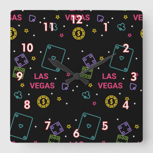 Mycket Coola och färgfullt Las Vegas Casino Gambli Fyrkantig Klocka