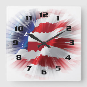 Mycket Coola Patriotic American Flagga Fyrkantig Klocka