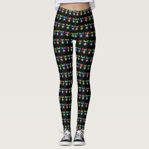 Mycket Coola regnbågskatt med Sunglass Mönster Leggings