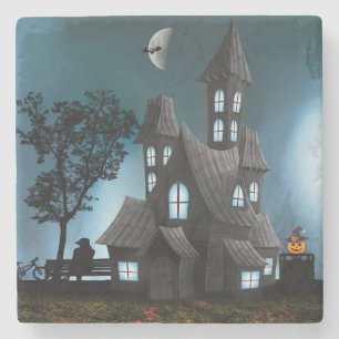 Mycket Coola Scary Halloween Tecknad House Stenunderlägg