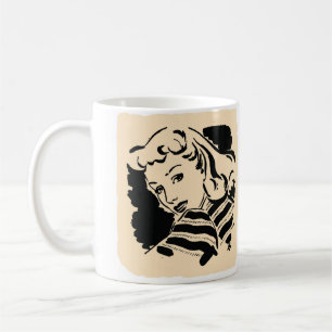 Mycket Coola Vintage Woman Sketch-kaffe Mugg